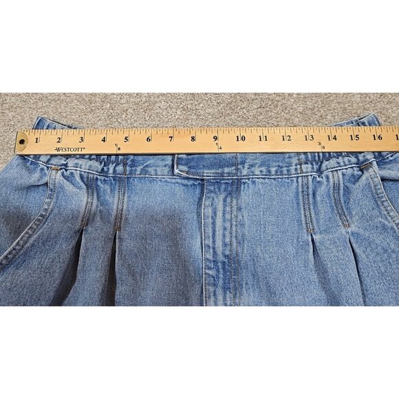St. John's Bay Vtg Denim Shorts Cotton High Rise Elastic Waist Long Pleated Sz L - Picture 7 of 13